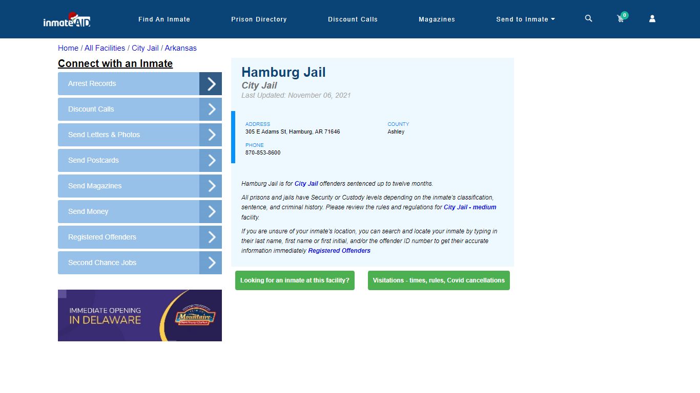 Hamburg Jail | Inmate Locator